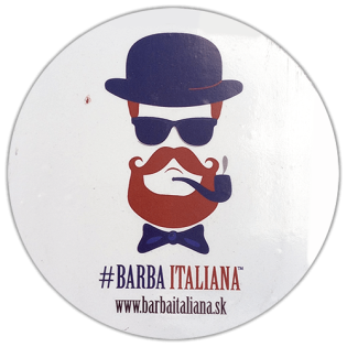 Barba Italiana wanted sticker spotted in Prešov in 2025