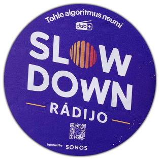SlowDown Rádijo wanted sticker spotted in Prague in 2026