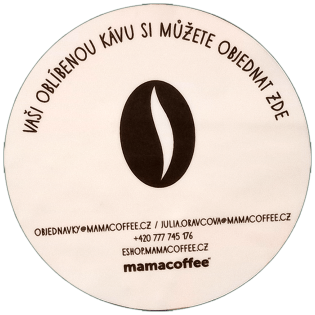 Mamacoffee sticker spotted in Prague in 2026