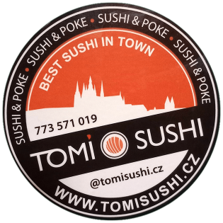 Tomi Sushi sticker spotted in Prague in 2026