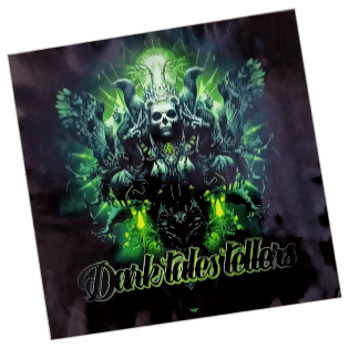 Dark tales tellers sticker spotted in Prešov in 2026